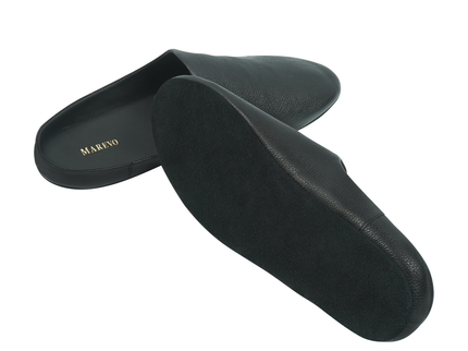 MAREVO Home Slippers Premium Leather– Black Classic
