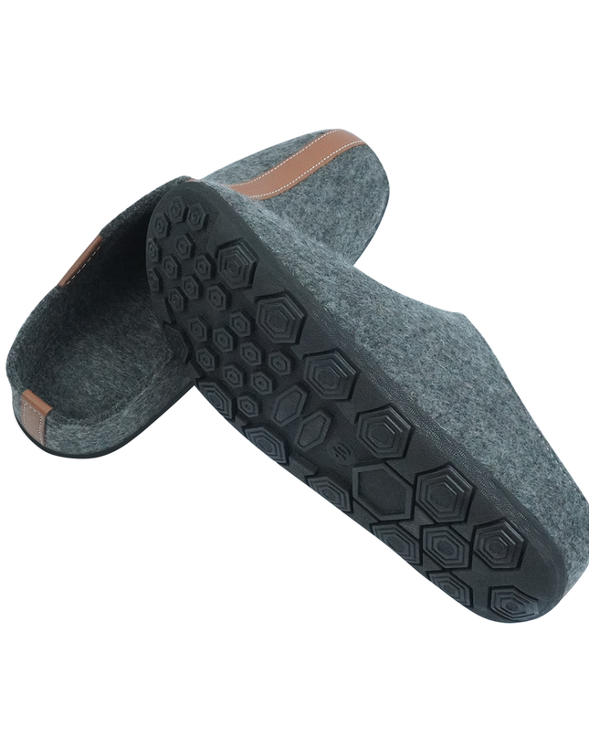 MAREVO Premium Felt Indoor Slippers – Grey