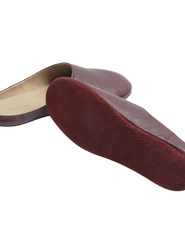 MAREVO Home Slippers Premium Leather – Burgundy