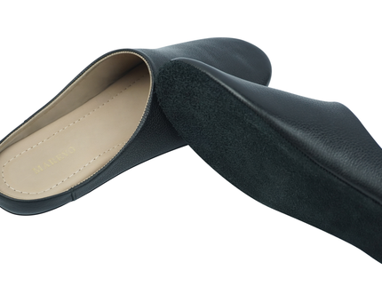 MAREVO Home Slippers Premium Leather– Black Classic