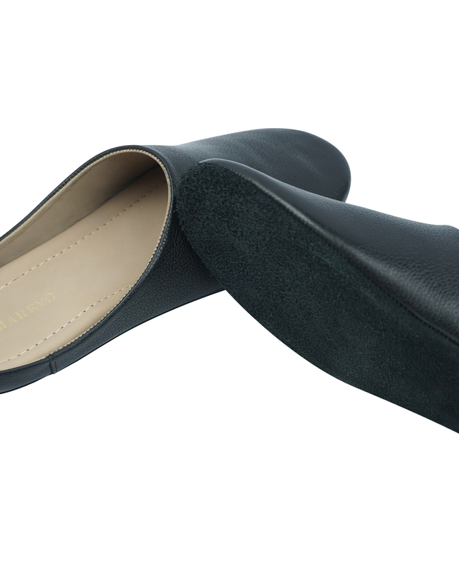 MAREVO Home Slippers Premium Leather– Black Classic