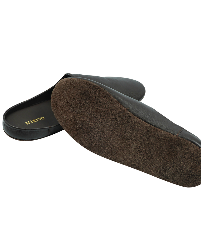 MAREVO Home Slippers Premium Leather – Brown Classic