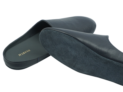 MAREVO Home Slippers Premium Leather – Blue Classic