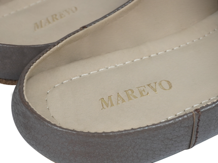 MAREVO Home Slippers Premium Leather – Brown Classic