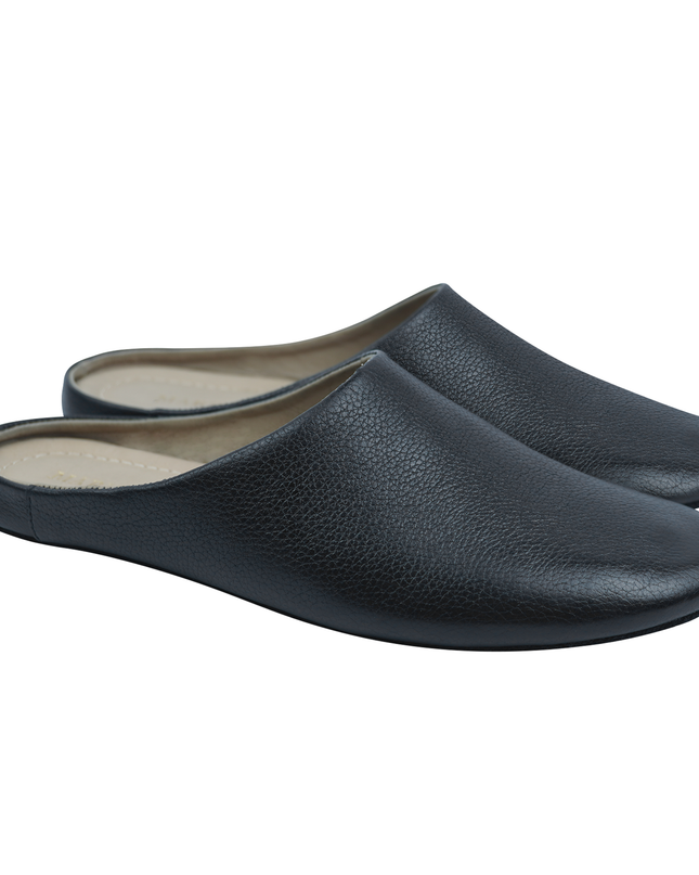 MAREVO Home Slippers Premium Leather– Black Classic