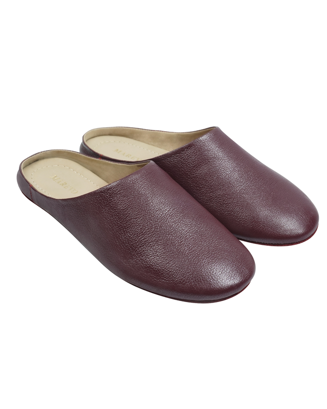 MAREVO Home Slippers Premium Leather – Burgundy