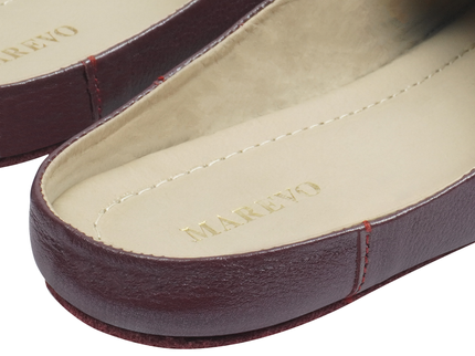 MAREVO Home Slippers Premium Leather – Burgundy