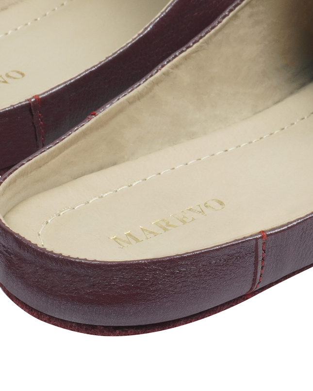MAREVO Home Slippers Premium Leather – Burgundy