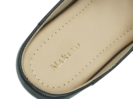 MAREVO Home Slippers Premium Leather– Black Classic