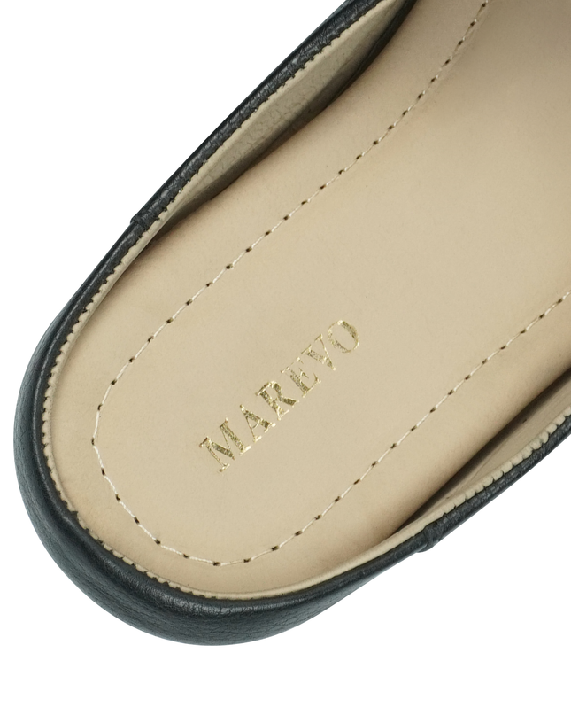 MAREVO Home Slippers Premium Leather– Black Classic