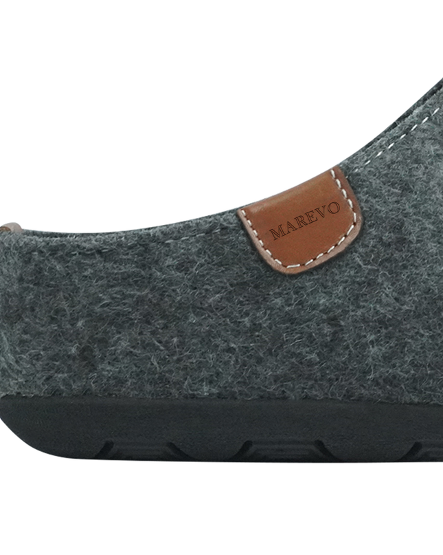 MAREVO Premium Felt Indoor Slippers – Grey