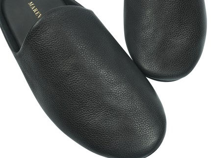 MAREVO Home Slippers Premium Leather– Black Classic