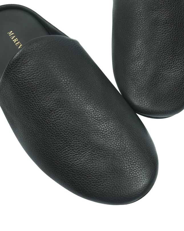 MAREVO Home Slippers Premium Leather– Black Classic
