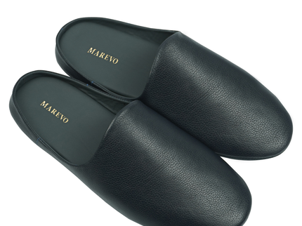 MAREVO Home Slippers Premium Leather – Blue Classic