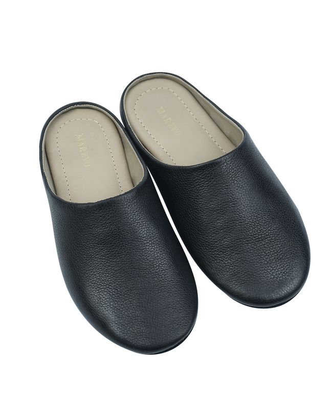 MAREVO Home Slippers Premium Leather– Black Classic
